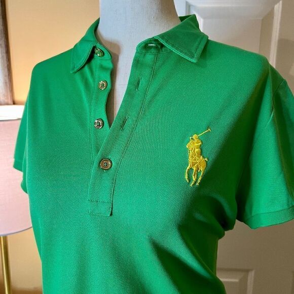 NWOT Women's Ralph Lauren Tailored Fit Golf Polo Shirt Top Blouse Green MEDIUM - Picture 2 of 2